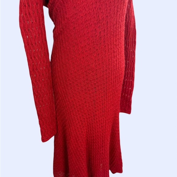 Sparrow Anthropologie red knit sweater dress set long sleeve size L boho - Picture 4 of 8